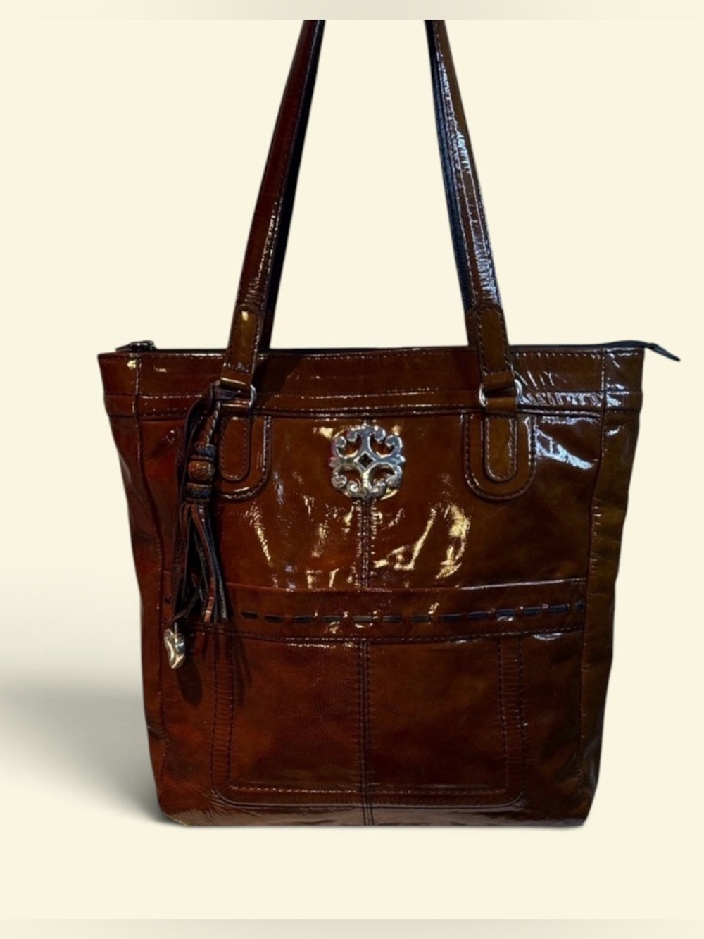 Brighton Shiny Brown Leather Tote